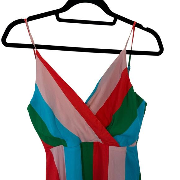 NEW Lulus Vivacious Veronica Green Multi-Striped Midi Dress Sleeveless Small - Picture 10 of 16